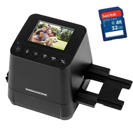 Magnasonic All-In-One Slide & Film Scanner, High Resolution 23MP, Converts 35mm/110/126 Negatives & 135 Slides into Digital Photos, with Bonus 32GB SD Card 