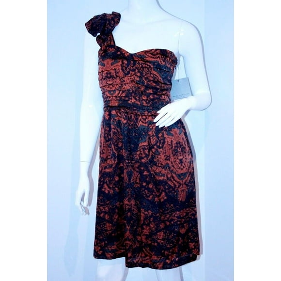 ANDREW MARC New York MD1E9308 Garnet Black RUFFLED Sleeve DRESS Paisley ( 4 )