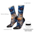 thumbnail image 4 of Rateoe Elegant Blue Gold Blooms for Women Casual Calf Socks - Cute Crew Socks - Thin Soft Above Ankle Socks Size 5-11, 4 of 6