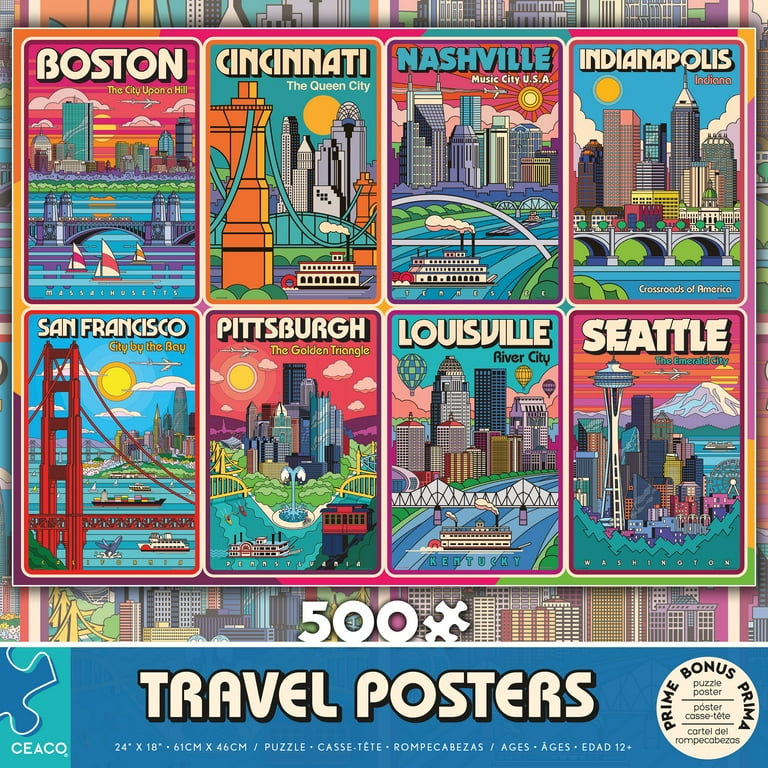 Ceaco Travel Posters 500 Piece Jigsaw Puzzle - Interlocking