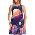 thumbnail image 1 of Balery Planet Pastel Galaxy Vestidos de verano para mujer con estampado: vestido holgado sin mangas, vestido playero informal y cómodo para días calurosos., 1 of 7