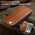 thumbnail image 4 of Wallet Case For iPhone 7 Plus / iPhone 8 Plus, Luxury Premium Leather Flip Strong Magnetic Closure [Kickstand][RFID Blocking][Card Holder Slots] Retro Shockproof Phone Cover Men/Women, Brown, 4 of 7