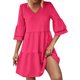 thumbnail image 1 of Gibobby Vestido Mujer Casual de Playa Verano Vestido largo de playa de manga corta con cuello en V informal de color liso para mujer(Rosa caliente,M), 1 of 5