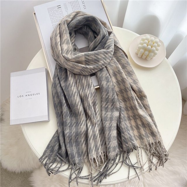Bufanda a cuadros de lujo para mujer, chal largo de Cachemira, Foulard de Pashmina con borlas, nuevo diseño, invierno, 2022 Fivean unisex