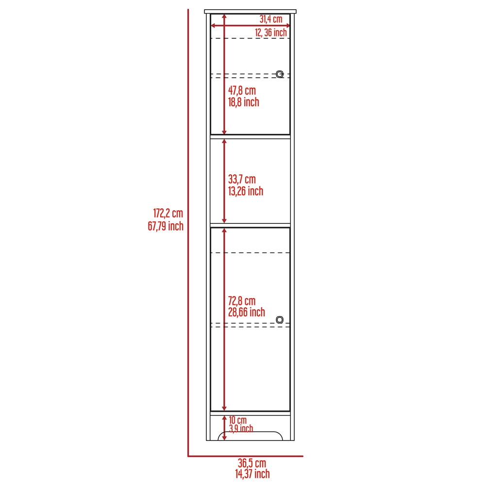 Cfowner 68" H Tall Bathroom Storage Cabinet w/ 2 Doors, Narrow Linen Tower Freestanding w/ Shelves for Home, Kitchen, Versatile, Anti-Tipping