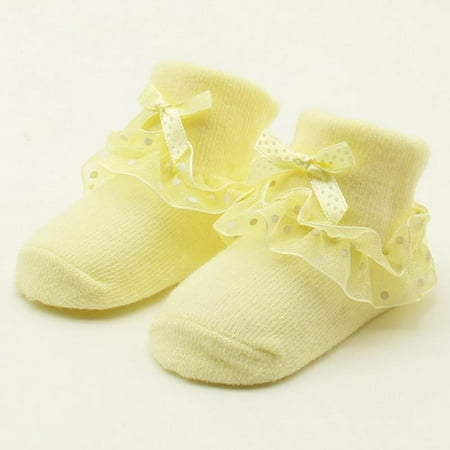 

Baby-Girls Eyelet Ruffle Lace Socks Toddler Double Lace Dressy Short Socks Newborn/Infants
