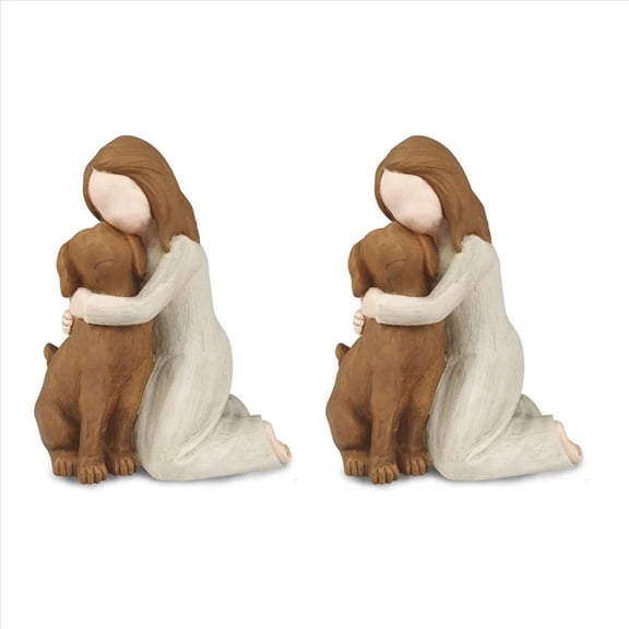 2X Love My Dog Figurines Statues, Angel Friendship Remembrance Gifts,Sculpted Hand-Painted Figures