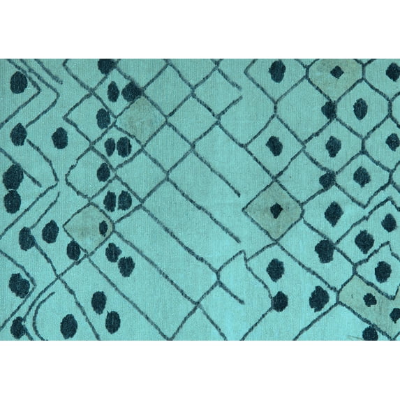 Ahgly Company Indoor Rectangle Abstract Light Blue Modern Area Rugs, 3' x 5'