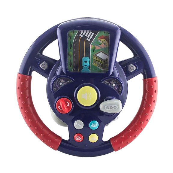 Volante de simulación eléctrica con canciones y luces para juegos de rol de conducción de coches. Azul oscuro