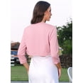 thumbnail image 3 of DARING DIVA Women's 3/4 Sleeve Cropped Open Front Cardigan Sweaters XS Pink, 3 of 6