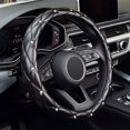 thumbnail image 1 of Diamond Leather Steering Wheel Cover with Bling Bling Crystal Rhinestones, Universal Fit 15 Inch Car Wheel Protector, Anti-Slip, Four Seasons Universal, 1 of 7