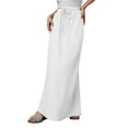 thumbnail image 2 of GEWSEY Flared Maxi Skirt with Back Slit - Elastic Waist Drawstring Long Flowy Ankle-Length Skirt (White, XXL), 2 of 9