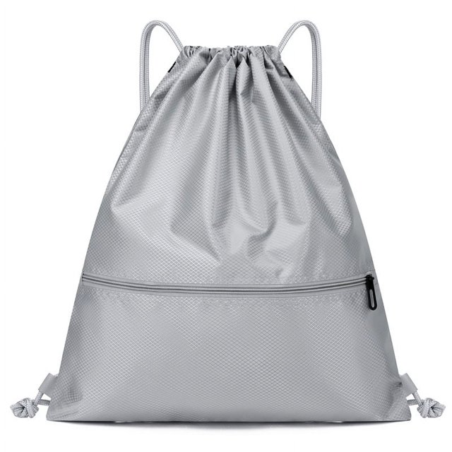 Mochila sencilla con bolsillo con cordón para hombre y mujer, mochila deportiva para fitness, bolsa de baloncesto ligera, bolsa de tela Oxford con cremallera