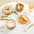 thumbnail image 5 of Baby Bowls with Lid - HBM Bamboo Suction Bowls for Baby and Spoon Set - 3PC Feeding Supplies Set for Infant, Toddlers - Detachable Silicone Suction Stay Put Base for Wooden Bowl - BPA Free （Mint）, 5 of 6
