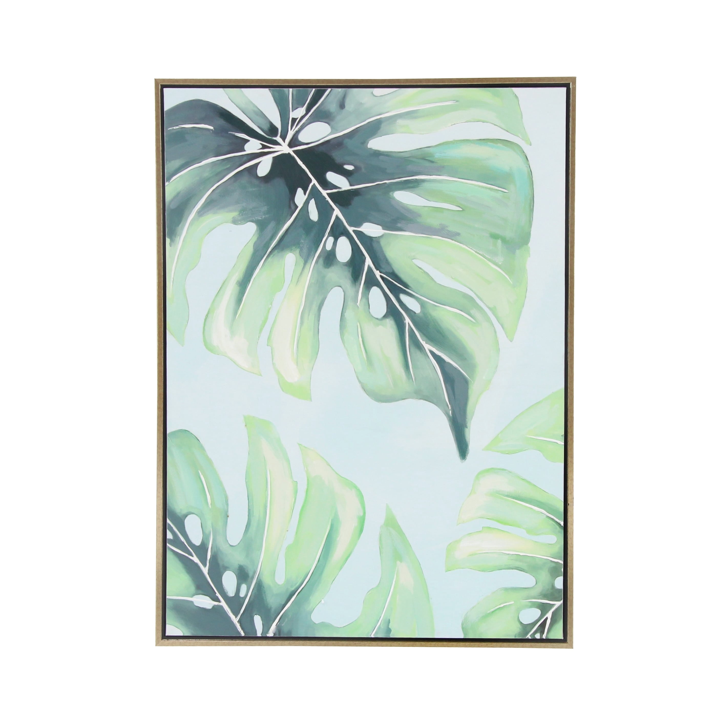 36" x 47" Monstera Leaf Framed Wall Art with Gold Frame, by CosmoLiving by Cosmopolitan