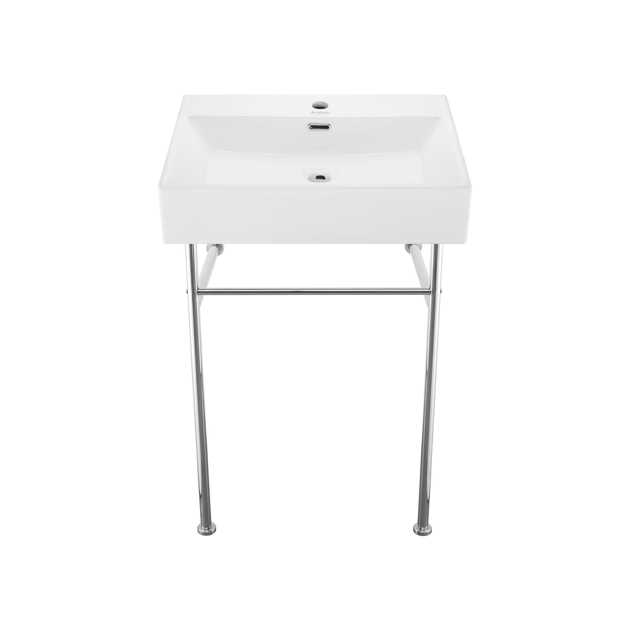 Claire 24 Ceramic Console Sink White Basin Chrome Legs