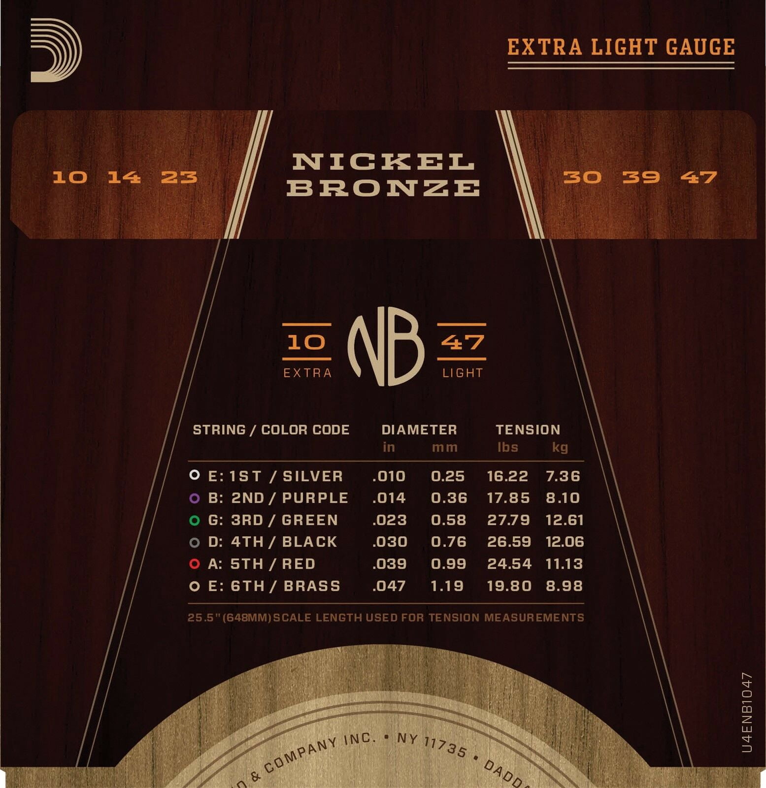 D'Addario Acoustic Guitar Strings 2 Pack Nickel Bronze 10-47