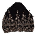 thumbnail image 1 of Pañuelo para la cabeza, turbante musulmán de moda para mujer, retráctil, retro, bordado, con cuentas, color negro, 1 of 14