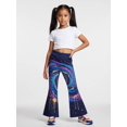 thumbnail image 5 of 9-10Y Girls Colored Flared Pants Digital Print Trousers Slim-Fit Wide Leg Flare for Spring Summer Autumn, 5 of 6