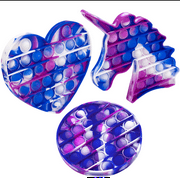 SensoryEdge Blue and Purple Tie Dye Bubble Pop on It Push Fidget Toys, 3 Pieces