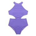 thumbnail image 4 of iEFiEL Girls Cutout Back Ballet Gymnastics Leotard Halter Jazz Modern Dance Costume Leotard Light_Purple 6, 4 of 7
