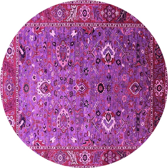 Ahgly Company Indoor Round Oriental Pink Industrial Area Rugs, 8' Round