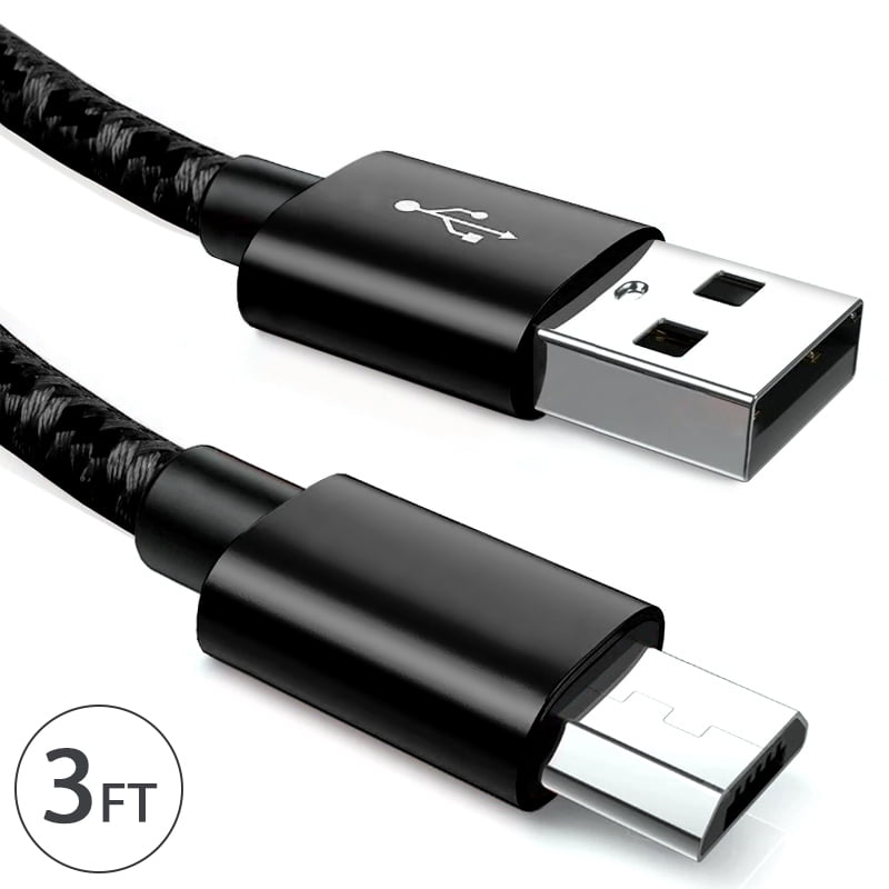 Micro USB Charging Cable, Data & Sync Cord Samsung Galaxy S7/S6/Edge/S5/S4, Old Android Phones, LG OnePlus 1/2, Google Pixel 1/2, MP3, Navigation, PS 2/3 Controller, Universal, 3FT, Black - Walmart.com