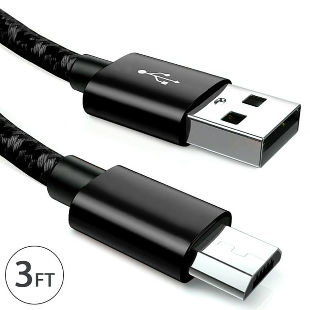 Micro USB Charging Cable, Data & Sync Cord Samsung Galaxy S7/S6/Edge/S5/S4, Old Android Phones, LG OnePlus 1/2, Google Pixel 1/2, MP3, Navigation, PS 2/3 Controller, Universal, 3FT, Black - Walmart.com