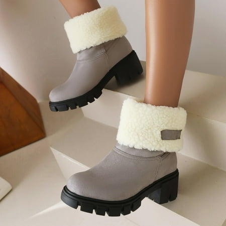 

Women Winter Boots Suede Snow Booties Warm Mid Calf Booties Classic Winter