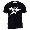 thumbnail image 4 of Rggeeun Mens T-Shirts Star Print Short Sleeve Crew Neck Loose Fit Soft Breathable for Summer Office Wear Casual Tee,Black,Xxxl, 4 of 4
