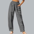 thumbnail image 2 of Birdeem Linen Drawstring Pants Womenwomen Imitation and Linen Solid Color Drawstring Elastic Waistband Pocket Pants, 2 of 8