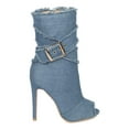 thumbnail image 2 of Women Denim Peep Toe Frayed Stiletto Ankle Boot HC44, 2 of 6