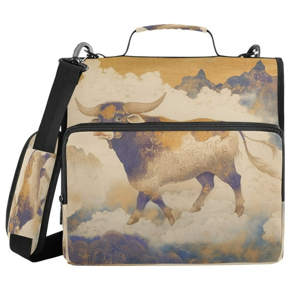 YAZAOO Zipper Binder trapper keeper Documents Organized Design The Ethereal Bull Printed