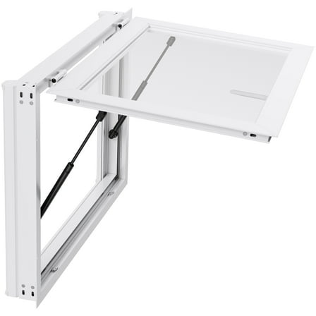 KFFKFF Concession Window 36x24 in, Aluminum Alloy Service Window for Food Trucks, 85-Degree Awning with Sliding Panels and Drag Hook, Ideal for Food Trailers