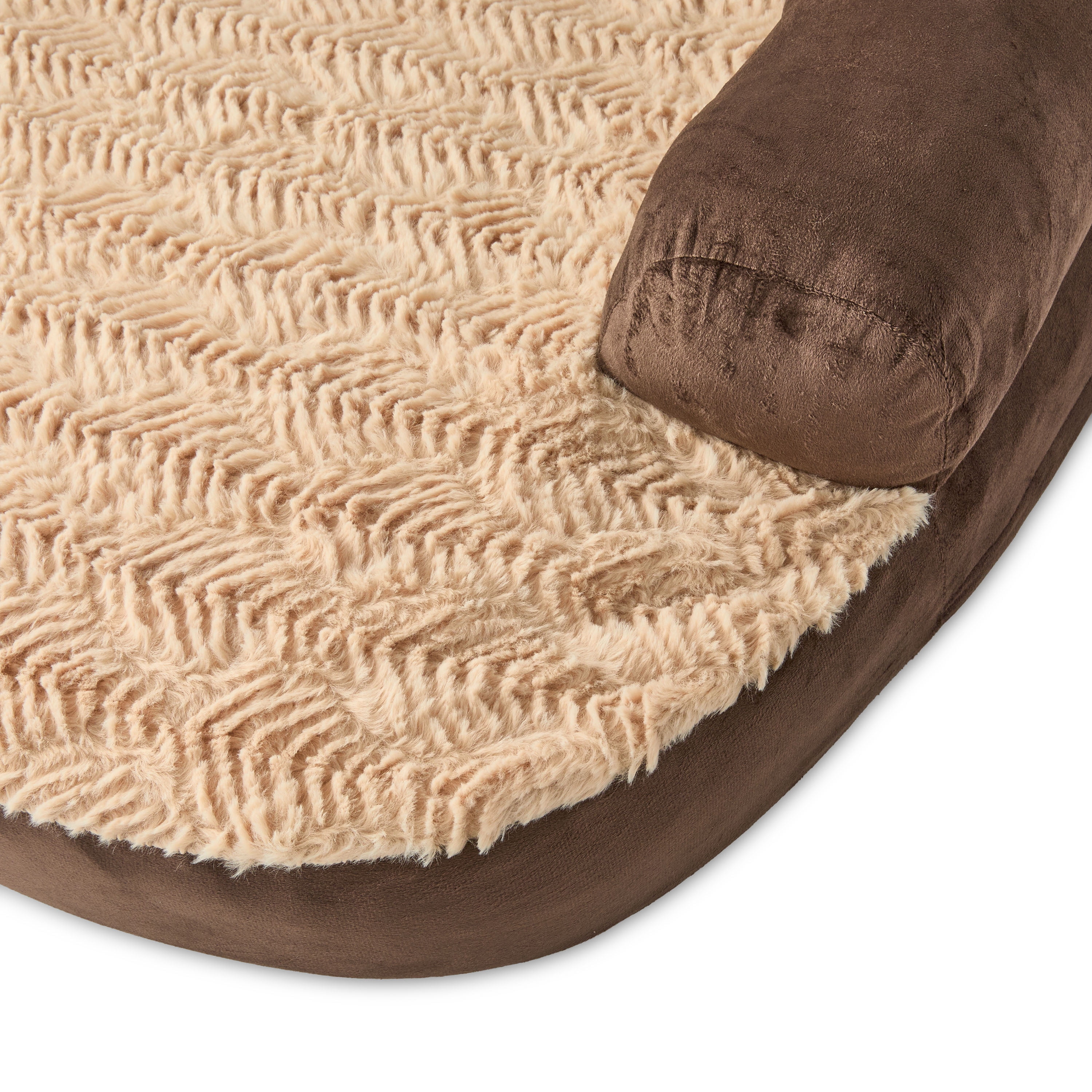 Vibrant Life Medium Round Corner Sofa Style Dog Bed, Brown, 25" x 35"