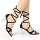 thumbnail image 2 of Sandalias Terciopelo Allegra K Tacón De Bloque Transparente Cordón Arriba Para Mujeres Negro 39, 2 of 7