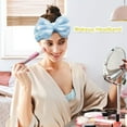 thumbnail image 6 of Spa Headband, Bowknot Elastic Hair Band for Women Makeup&Face Washing (Light Blue Polka dots), 6 of 9