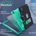 thumbnail image 3 of ShellTech Case for iPad Air 11 inch 2024,Shockproof 3-Layer Protection Case Heavy Duty Kickstand Cover Built-in Pencil Holder for iPad Air 11-in.(M2) 2024,Black+Mint, 3 of 7