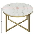 thumbnail image 2 of Lavish Home Round Coffee Table for Living Room, Faux Marble Top Center Table with Metal Crossbeam Base, White/Gold, 2 of 6