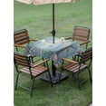 thumbnail image 4 of Outdoor Tablecloth with Umbrella Hole for Patio/Picnic/Party/Camping, Watercolor Forest Birds Waterproof Table Cloth Square Cover Washable, Blue Trees Seasonal Floral (60"x 60"), 4 of 8