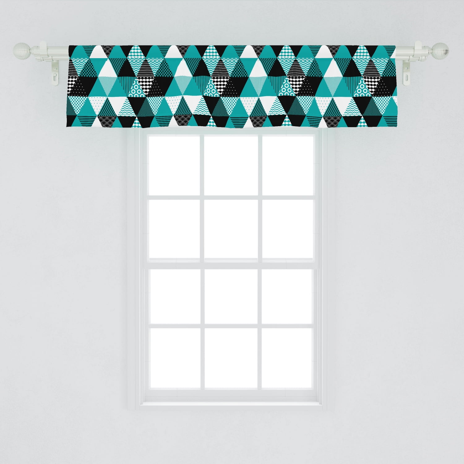 Geometric Window Valance, Different Ornamental Triangles Pattern Dotted