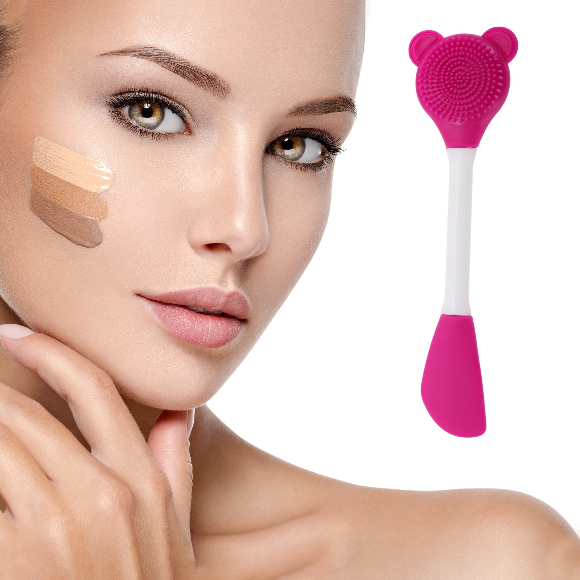 Unique Bargains Smooth Knife-shaped Facial Mask Brush 2 Pcs Rose Red