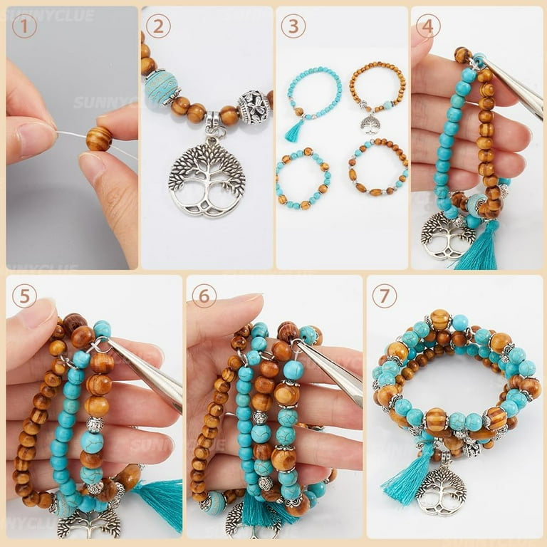 ハンドメイド ブレスレット 1 Box 4 Sets Bracelet Making Kit Tree of Life Charms Tree Charm
