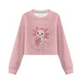thumbnail image 6 of Xoenoiee Christmas Axolotl Heart Cherry Blossom Print Girls Crop Top Sweatshirt Xmas Long Sleeve Pullover Tops Teen Girl Casual Round Neck Fall Winter Sweater, 9-10 Years, 6 of 7