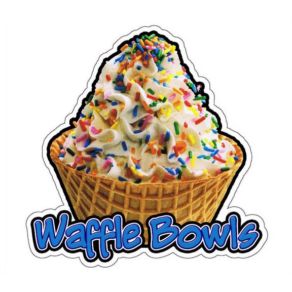 WAFFLE BOWLS Concession Decal soft serve ice cream cart