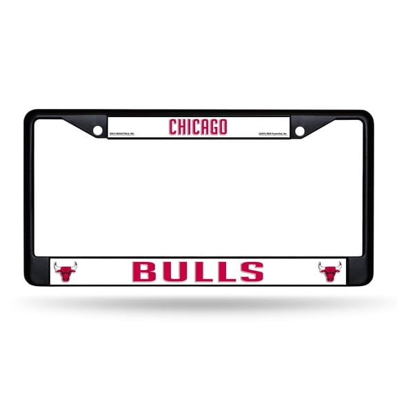 Chicago Basketball Bulls Metal License Plate Frame - Standard 12 x 6 in - Black