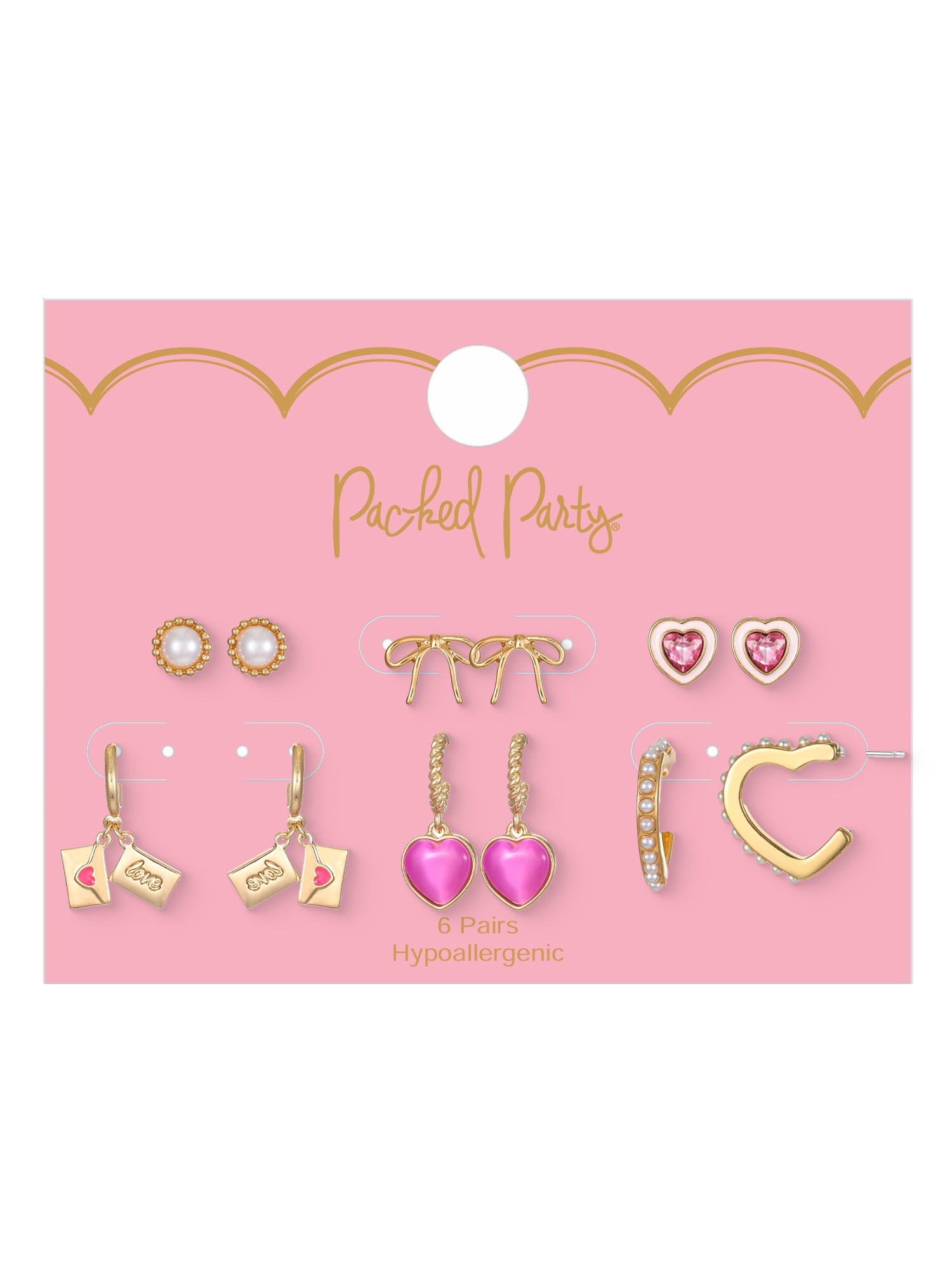 Packed Party Love Letters Earring Set, 6 Pairs
