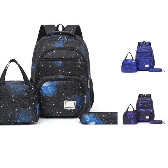 UJNDER Stylish Space Themed Casual Backpack with Starry Print and Laptop Compartment Lightweight Daypack for Students Everyday Use,Black,Mid