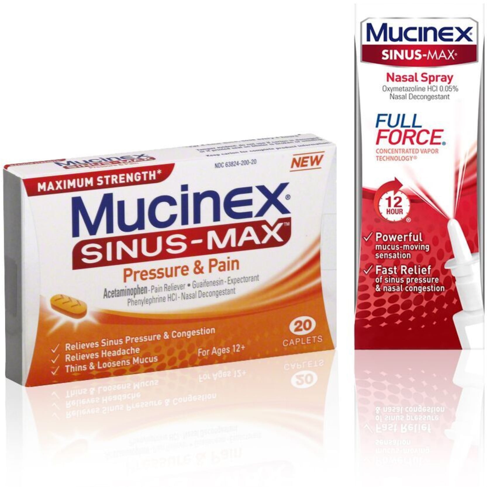 Mucinex Mucinex SinusMax Full Force Nasal Spray 0.75 Oz & SinusMax Pressure and Pain Caplets