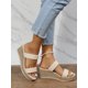 thumbnail image 1 of Women Braided Detail Espadrille Sole Wedge Sandals, Fashionable Outdoor Wedge Slide Sandals, 1 of 4